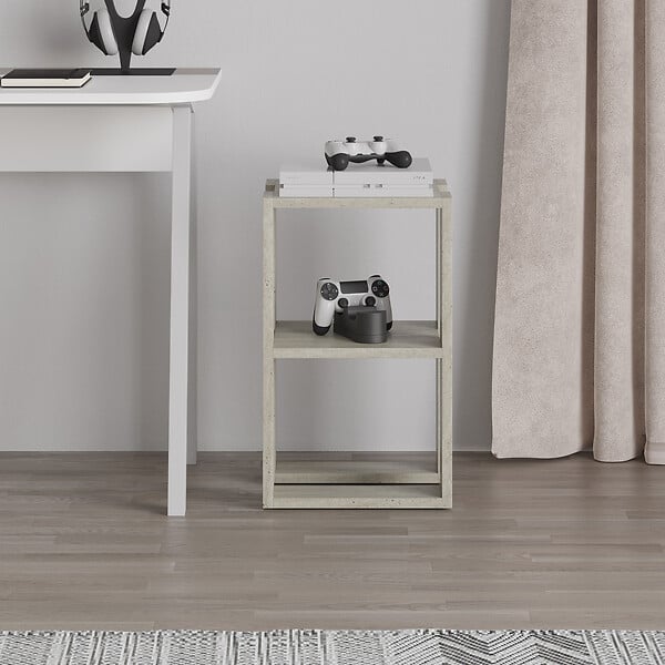 HABITAT ET JARDIN - Table de chevet en bois "Lonie" 30 x 30 x 55 cm - Travertin - large