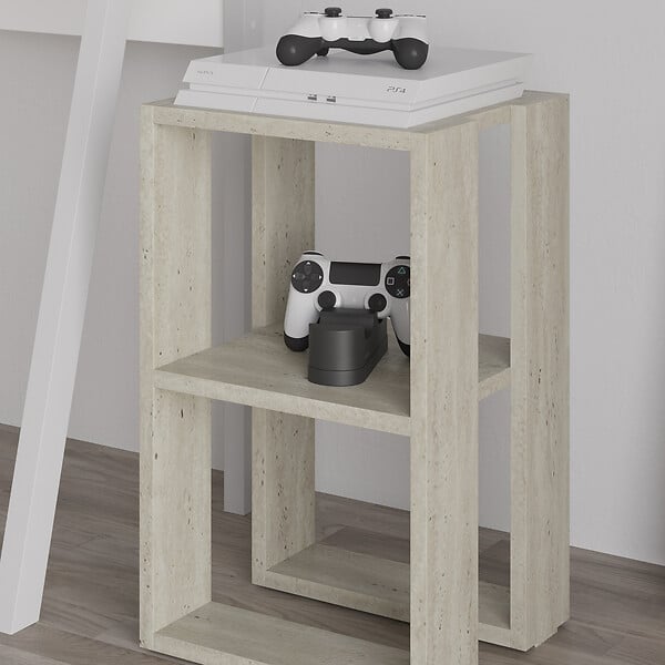 HABITAT ET JARDIN - Table de chevet en bois "Lonie" 30 x 30 x 55 cm - Travertin - large