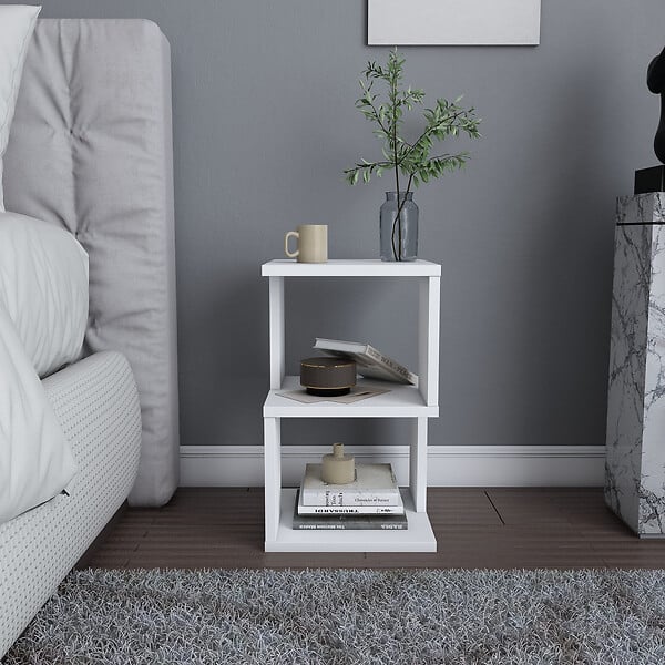HABITAT ET JARDIN - Table de chevet en bois "Carter" - 30 x 30 x 49 cm - Blanc - large
