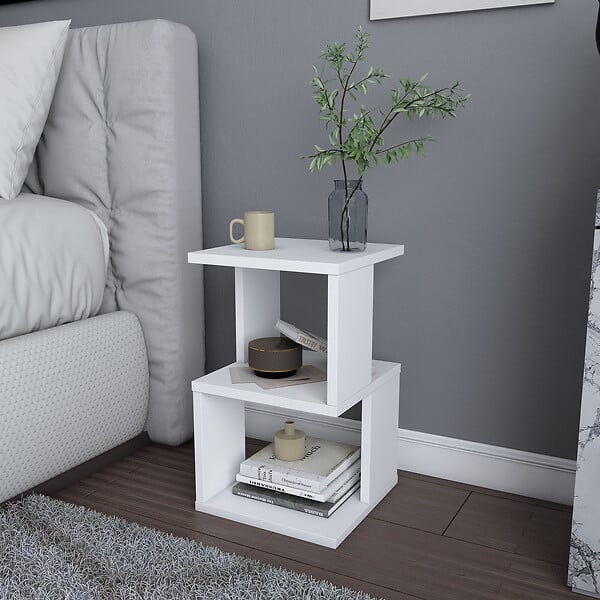 HABITAT ET JARDIN - Table de chevet en bois "Carter" - 30 x 30 x 49 cm - Blanc - large