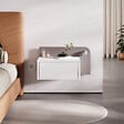 HABITAT ET JARDIN - Table de chevet avec ampoule en bois "Dotta" - 52 x 30 x 28 cm - Blanc - vignette