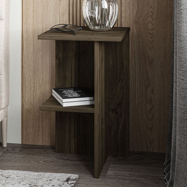 HABITAT ET JARDIN - Table de chevet en bois "Leray" - 36 x 36 x 60 cm - Marron - large