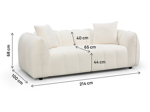 HABITAT ET JARDIN - Canapé droit en tissu style bubble "Balzac" - 3 places - Crème - large