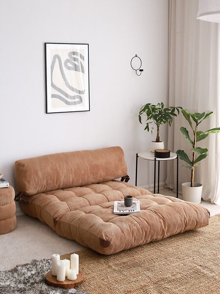 HABITAT ET JARDIN - Canapé-lit 2 places en tissu "Fold" - 120 x 75 x 79 cm - Marron - large