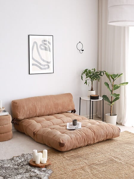 HABITAT ET JARDIN - Canapé-lit 2 places en tissu "Fold" - 120 x 75 x 79 cm - Marron - large