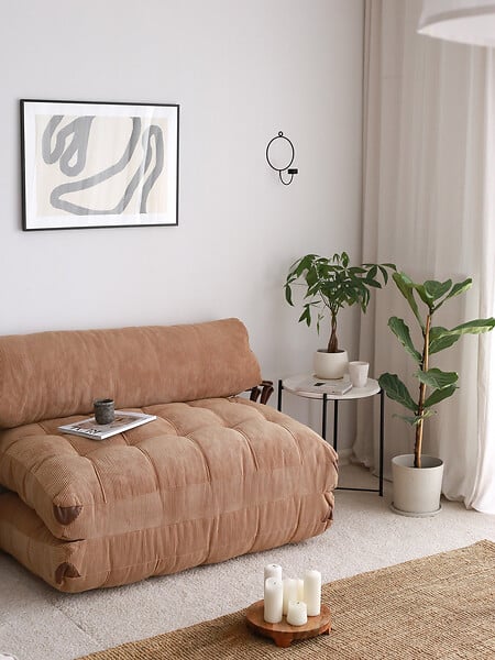 HABITAT ET JARDIN - Canapé-lit 2 places en tissu "Fold" - 120 x 75 x 79 cm - Marron - large