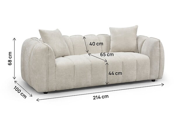 HABITAT ET JARDIN - Canapé droit en tissu style bubble "Balzac" - 3 places - Beige - large