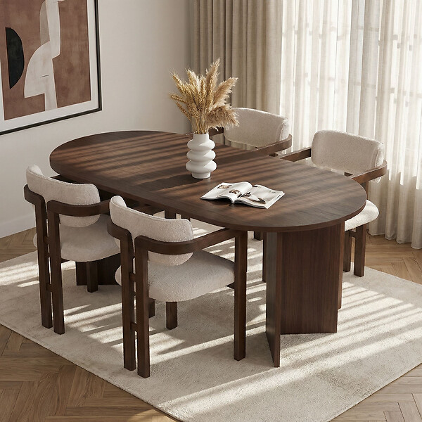 HABITAT ET JARDIN - Ensemble Table et Chaises (5 Pièces) en bois "Meridia 4" - 180 x 90 x 75 cm - Blanc - large
