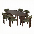 HABITAT ET JARDIN - Ensemble Table et Chaises (7 Pièces) en bois "Meridia 6" - 180 x 90 x 75 cm - Vert - vignette