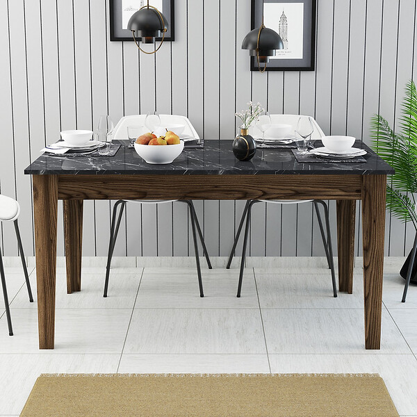 HABITAT ET JARDIN - Table de repas en bois "Milan500" - 145 x 88 x 75 cm - Noir - large