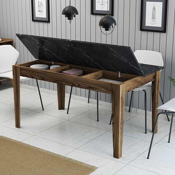 HABITAT ET JARDIN - Table de repas en bois "Milan500" - 145 x 88 x 75 cm - Noir - large