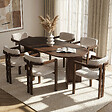 HABITAT ET JARDIN - Ensemble Table et Chaises (7 Pièces) en bois "Meridia 6" - 180 x 90 x 75 cm - Blanc - vignette