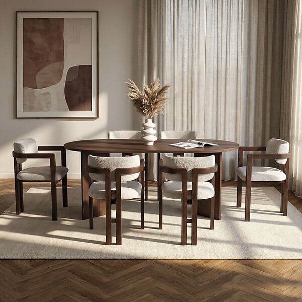 HABITAT ET JARDIN - Ensemble Table et Chaises (7 Pièces) en bois "Meridia 6" - 180 x 90 x 75 cm - Blanc - large