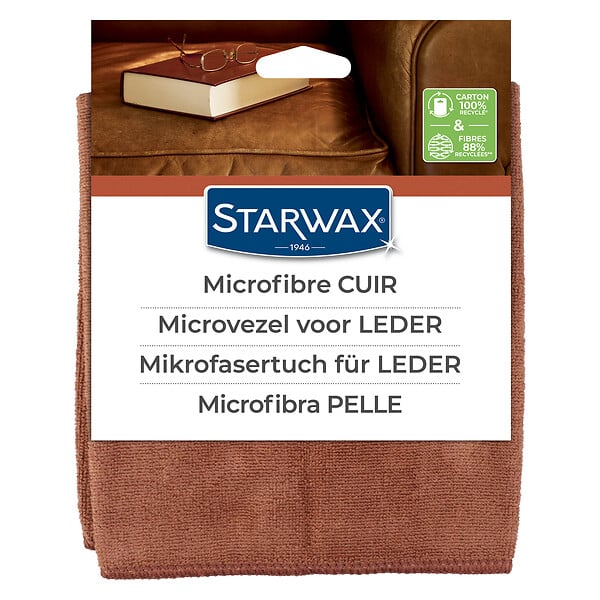 STARWAX - Lavette microfibre spéciale cuir - Marron - Texture velours - large