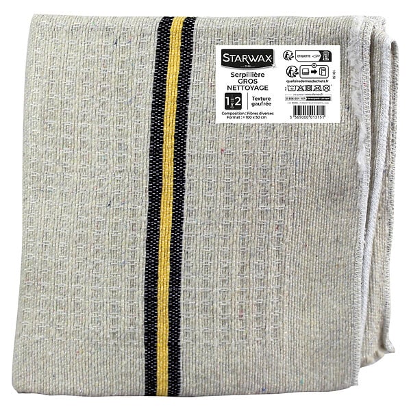 STARWAX - Serpillère textile gaufrée Écrue - 100 x 50 cm - large