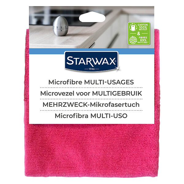 STARWAX - Lavette microfibre multi-usages - Microfibre - 32x36 cm - large