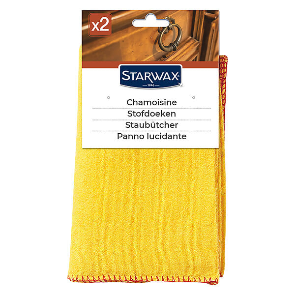 STARWAX - Lot de 2 chamoisines coton 40x50cm Jaune - large