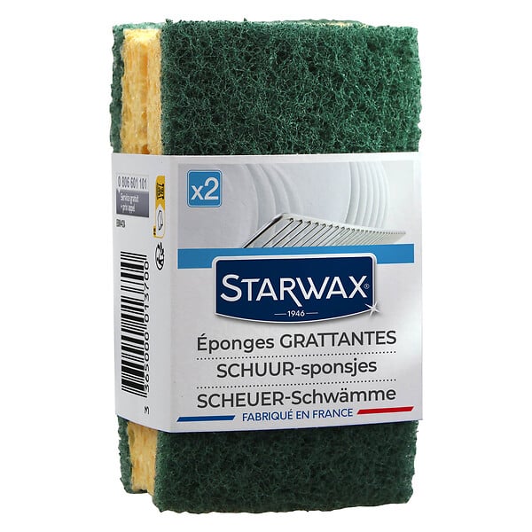 STARWAX - Lot de 2 éponges grattantes mousse - Multi-surfaces abrasif - large