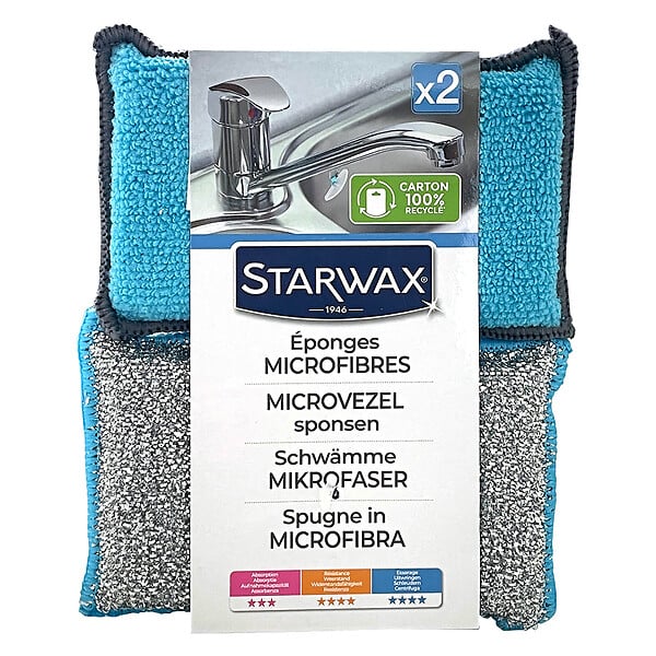 STARWAX - Eponges microfibres - Lot de 2 - Lavables - large