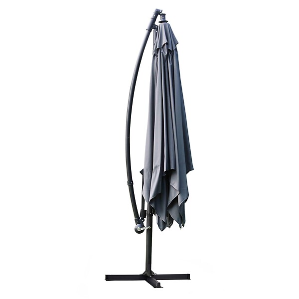 OVIALA - Parasol déporté 3x3m acier gris anthracite - Genova - large