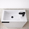AURLANE - Ensemble meuble lave mains MDF ondulé blanc 40x50x22cm et miroir ovale - MILO - vignette