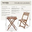 TECTAKE - Ensemble de bistrot marron pliable résistant aux intempéries pour 2 personnes en bois d'acacia huilé et acier galvanisé - vignette