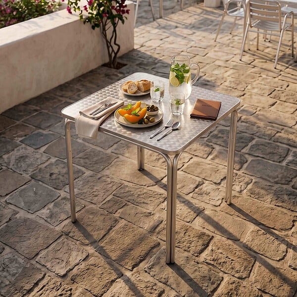 OVIALA - Table de jardin carrée en aluminium - Nothing Hill - large