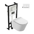JACOB DELAFON - Pack WC suspendu sans bride Bastille + bâti support + plaque de commande blanche - vignette