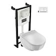 JACOB DELAFON - Pack WC suspendu sans bride Odéon Rive Gauche avec abattant extra plat + bâti support + plaque blanche - vignette