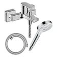 HANSGROHE - Pack mitigeur bain mécanique Vernis Shape C2 + Flexible Designflex + Pommeau Vernis Blend 100 EcoSmart 1jet chromé - vignette