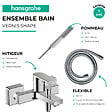 HANSGROHE - Pack mitigeur bain mécanique Vernis Shape C2 + Flexible Designflex + Pommeau Pulsify E 100 EcoSmart chromé - vignette