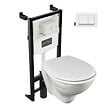 JACOB DELAFON - Pack WC suspendu compact Patio + bâti support + plaque blanche - vignette