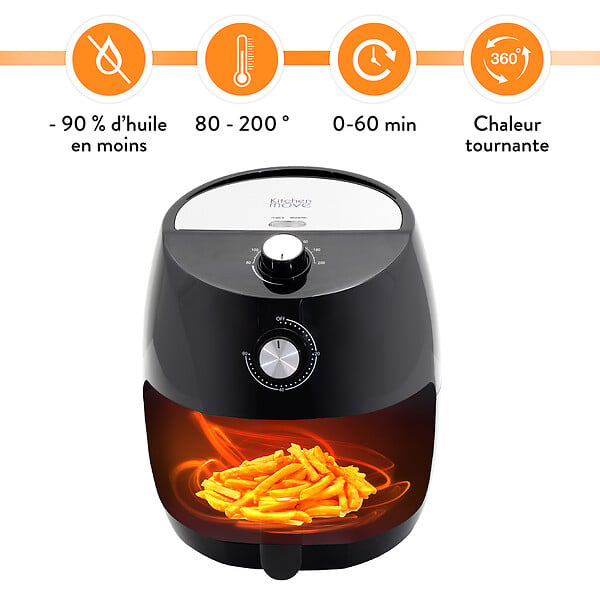 KITCHEN MOVE - Friteuse électrique sans Huile TORNADO Noir Polypropylène 3.5L 1400W - large