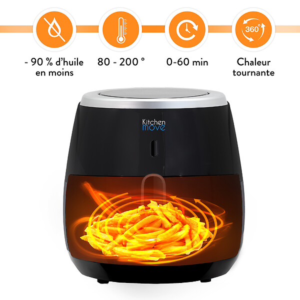KITCHEN MOVE - Friteuse électrique sans Huile STORM Noir Polypropylène 2000W - large