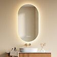 EMKE - EMKE Miroir de salle de bain LED Ovale 50x90 cm, Anti-buée, interrupteur tactile, 3 couleurs de lumière réglable, Mémoire - vignette