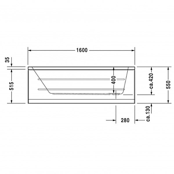 DURAVIT - Baignoire acrylique D-Code - À encastrer - 1600 x 700mm - large