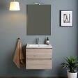 KIAMAMI VALENTINA - 60Cm Armoire De Salle De Bain 2 Tiroirs Effet Bois Miroir Avec Lampe | Berlin - vignette