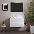 KIAMAMI VALENTINA - Meuble De Salle De Bains Suspendu 80 Cm Avec Tiroirs Et Lavabo En Céramique Blanc Bois | Berlin - vignette