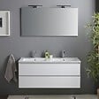 KIAMAMI VALENTINA - Meuble De Salle De Bain Blanc Brillant 120Cm, Tiroirs Et Double Lavabo | Benaco - vignette