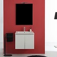 KIAMAMI VALENTINA - Meuble De Salle De Bains Suspendu 60Cm 2 Portes Blanc, Lavabo Et Miroir 60X80 | Bilbao - vignette