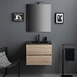 KIAMAMI VALENTINA - Meuble Salle De Bain 60Cm Chêne Avec Lavabo Noir Mat | Berlin - vignette