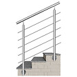 AICA SANITAIRE - Garde-corps en inox 304 Pose latérale - 100cm - Rampe escalier avec main courante et 5 traverses - Pour balcon, escalier - vignette