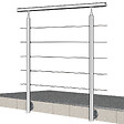 AICA SANITAIRE - Garde-corps en inox 304 Pose latérale - 100cm - Rampe escalier avec main courante et 5 traverses - Pour balcon, escalier - vignette