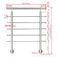 AICA SANITAIRE - Garde-corps en inox 304 Pose latérale - 100cm - Rampe escalier avec main courante et 5 traverses - Pour balcon, escalier - vignette