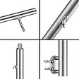 AICA SANITAIRE - Garde-corps en inox 304 Pose latérale - 100cm - Rampe escalier avec main courante et 5 traverses - Pour balcon, escalier - vignette