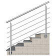 AICA SANITAIRE - Garde-corps en inox 304 Pose latérale - 150cm - Rampe escalier avec main courante et 5 traverses - Pour balcon, escalier - vignette