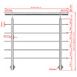 AICA SANITAIRE - Garde-corps en inox 304 Pose latérale - 150cm - Rampe escalier avec main courante et 5 traverses - Pour balcon, escalier - vignette