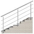 AICA SANITAIRE - Garde-corps en inox 304 Pose latérale - 240cm - Rampe escalier avec main courante et 3 traverses - Pour balcon, escalier - vignette