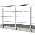 AICA SANITAIRE - Garde-corps en inox 304 Pose latérale - 240cm - Rampe escalier avec main courante et 3 traverses - Pour balcon, escalier - vignette