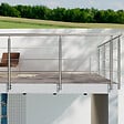 AICA SANITAIRE - Garde-corps en inox 304 Pose latérale - 240cm - Rampe escalier avec main courante et 3 traverses - Pour balcon, escalier - vignette